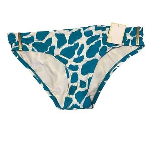 Michael Kors Shirred Bottom Blue Water gold hardware Large. NEW!